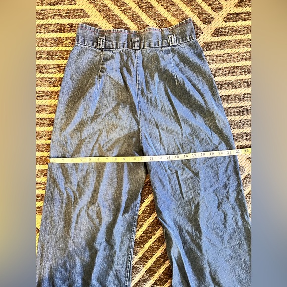 Vintage 1970s 70s Wide Leg Bell Bottom Denim Jeans Small Pics for Measurements - Picture 10 of 12